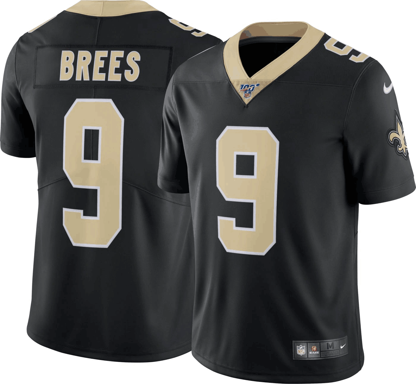 Men's New Orleans Saints #9 Drew Brees Black 2019 100th Season Vapor Untouchable Limited Stitched NFL Jersey